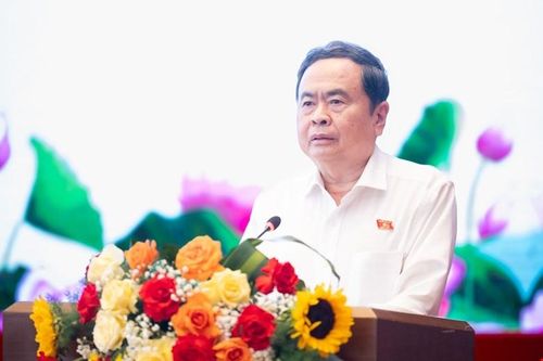 Chủ tịch Quốc hội Trần Thanh Mẫn phát biểu tại buổi gặp mặt. Ảnh: Quốc hội.