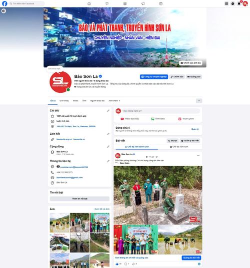 Giao diện Báo Sơn La điện tử và các trang fanpage của Báo và PTTH Sơn La.