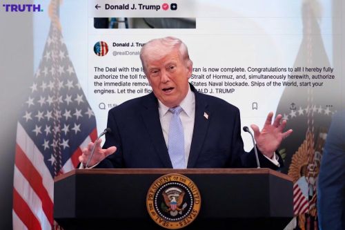 Trên mạng xã hội, ông Trump thông báo đã đạt thỏa thuận với phía Iran. Ảnh minh họa Reuters/Truth Social.