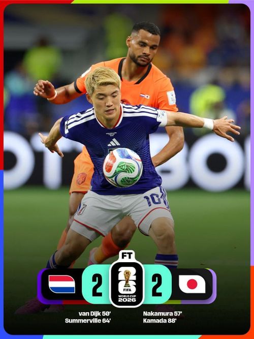 Hà Lan và Nhật Bản chia điểm với tỷ số 2-2. Ảnh: FIFA