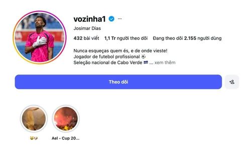 Lượng người theo dõi trang cá nhân của Vozinha vượt 1,1 triệu chỉ sau trận hòa Tây Ban Nha.