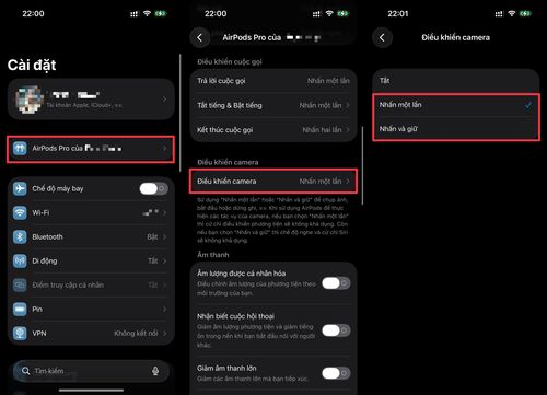  Cách bật tính năng Camera Remote trên AirPods. 
