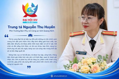 Trung tá Nguyễn Thu Huyền, Phó Trưởng ban Phụ nữ Công an tỉnh Quảng Ninh.
