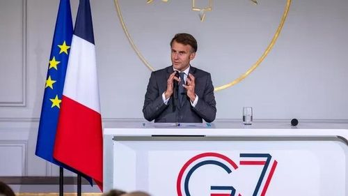 Tổng thống Pháp Emmanuel Macron sẽ công bố bản tổng kết của Chủ tịch G7 về các cuộc thảo luận liên quan đến xung đột tại Gaza và Iran, đồng thời đưa ra các thông cáo ngắn sau mỗi phiên làm việc về những chủ đề khác của hội nghị. Ảnh: Getty Images.