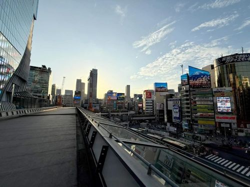 Góc nhìn từ lối đi bộ trên cao, khi hoàn thành sẽ cho phép người dân di chuyển qua khu vực Shibuya mà không cần xuống mặt đất, một phần trong thiết kế đô thị nhằm cải thiện lưu thông người đi bộ Ảnh: WALTER SIM