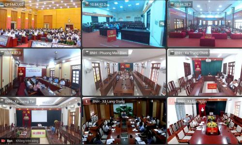  Các phường, xã trên địa bàn tỉnh Bắc Ninh tham dự hội nghị trực tuyến sơ kết về công tác đo đạc, lập bản đồ địa chính, hoàn thành cơ sở dữ liệu đất đai. 