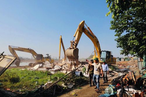 Công tác giải phóng mặt bằng hồ điều hòa Phú Đô về đích trước thời hạn. Ảnh: PV