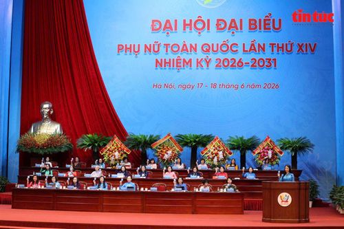 Các đại biểu, Đoàn Chủ tịch thực hiện biểu quyết tại Đại hội.