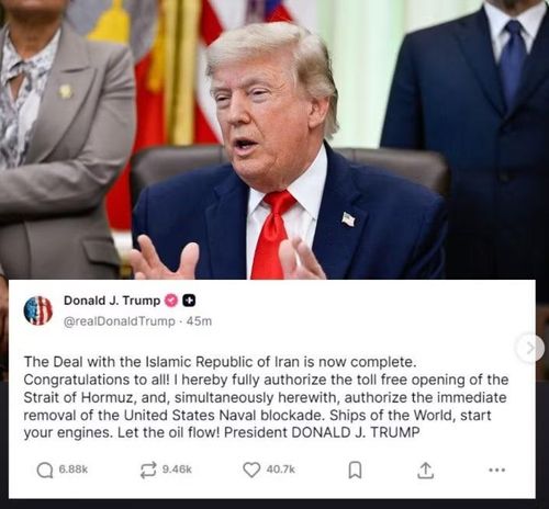 Tổng thống Mỹ Donald Trump thông báo về thỏa thuận hòa bình với Iran trong bài đăng trên mạng xã hội Truth Social