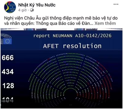 Thông tin về nghị quyết của Nghị viện châu Âu được các hội, nhóm lưu vong làm nóng trên mạng.