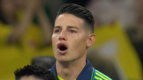 Giọt nước mắt tự hào của ngôi sao tuyển Colombia khi quốc ca nước này một lần nữa vang lên trên vũ đài World Cup. Ảnh: X.