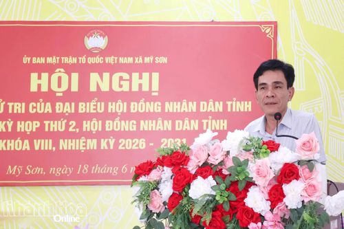 Lãnh đạo xã Mỹ Sơn giải trình, tiếp thu ý kiến, kiến nghị của cử tri.