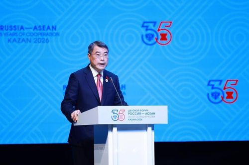 Thủ tướng Chính phủ Lê Minh Hưng phát biểu tại Diễn đàn Doanh nghiệp ASEAN - Nga. Ảnh: TTXVN