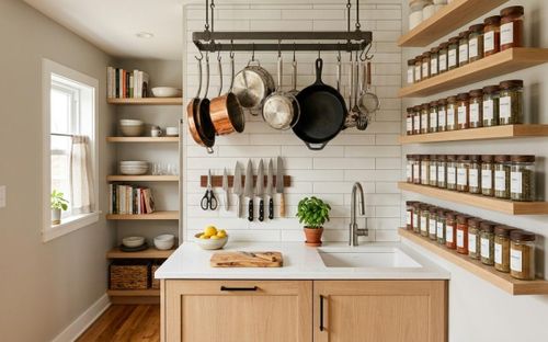 Gian bếp nhỏ nhưng biết cách sắp xếp sẽ gọn gàng, sạch sẽ. Ảnh: PX