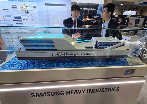  Mô hình trung tâm dữ liệu AI trên biển của Samsung. Ảnh: SHI. 