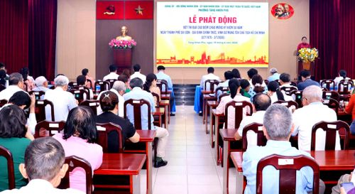 Quang cảnh lễ phát động đợt thi đua cao điểm của phường Tăng Nhơn Phú