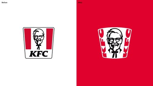 Logo mới của KFC sẽ đặt hình ảnh biểu tượng Đại tá Sanders ở giữa, kẹp hai bên là chữ “KFC” (Ảnh: Design Week)