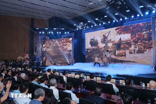 Chương trình nghệ thuật chào mừng khai mạc Hội báo toàn quốc 2026. (Ảnh: Minh Quyết/TTXVN)