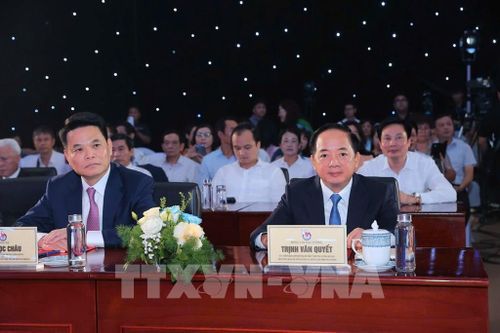 Đồng chí Trịnh Văn Quyết, Ủy viên Bộ Chính trị, Bí thư Trung ương Đảng, Trưởng Ban Tuyên giáo và Dân vận Trung ương dự khai mạc Hội báo toàn quốc 2026. Ảnh: Minh Quyết - TTXVN