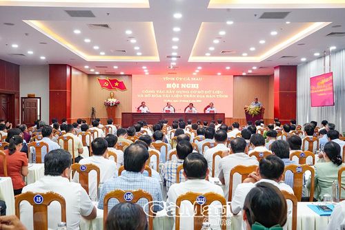  Các đại biểu tham dự Hội nghị công tác xây dựng cơ sở dữ liệu và số hóa tài liệu trên địa bàn tỉnh.