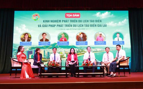 Các đại biểu trao đổi kinh nghiệm phát triển du lịch tàu biển và giải pháp phát triển du lịch tàu biển tỉnh Gia Lai