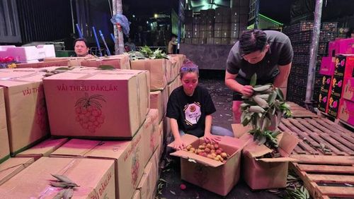 Các hộ kinh doanh trái cây ở chợ đầu mối nông sản Thủ Đức, TP HCM. Ảnh: NGỌC ÁNH