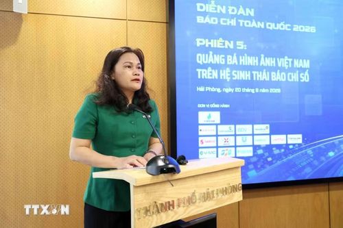 Phó Tổng Giám đốc Thông tấn xã Việt Nam Nguyễn Thị Sự phát biểu dẫn đề tại phiên thảo luận. (Ảnh: An Đăng/TTXVN)