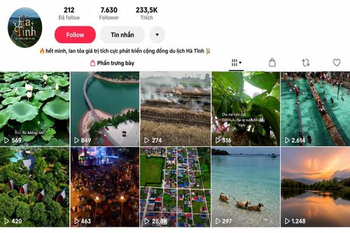 Các kênh TikTok giới thiệu các điểm đến trên địa bàn Hà Tĩnh thu hút hàng ngàn người theo dõi.