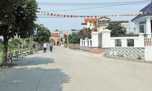  Đường trục thôn Cầu Đồng 9, xã Tân Yên được mở rộng khang trang, sạch đẹp. 