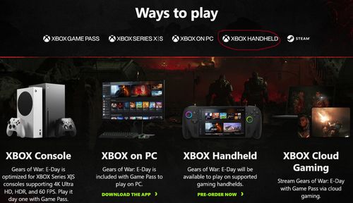 Logo Xbox Handheld được nhìn thấy trên trang web Gears of War: E-Day