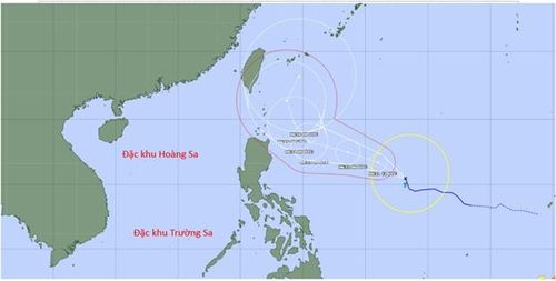 Cơ quan khí tượng Nhật Bản dự báo đường đi của cơn bão Mekhala sáng ngày 21/6/2026.