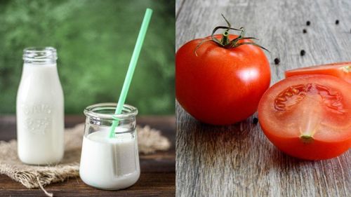 Mặt nạ cà chua và sữa chua sẽ giúp làm mờ vết thâm, dịu da. Ảnh minh họa. 
