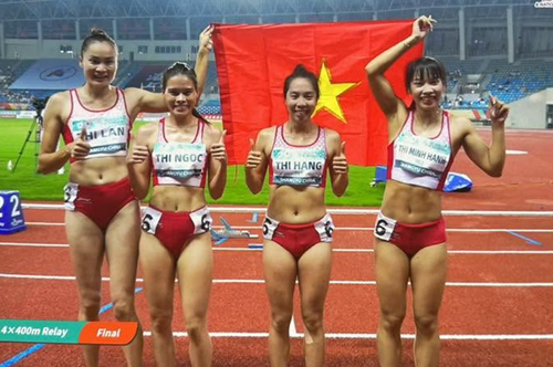 Tổ tiếp sức 4x400m nữ Việt Nam giành huy chương vàng châu Á.