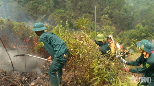 Lực lượng dân quân phát huy hiệu quả vai trò tại chỗ trong tham gia chữa cháy rừng. 