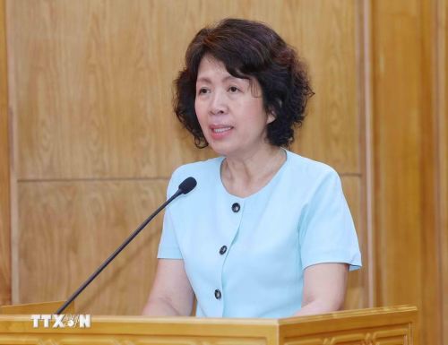 Đồng chí Nguyễn Thị Hoàng Vân, Phó Bí thư Đảng ủy các cơ quan Đảng Trung ương phát biểu kết luận hội nghị. (Ảnh: Phương Hoa/TTXVN)