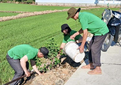 Tuyến đường hoa do hội viên nông dân xã trồng, chăm sóc.