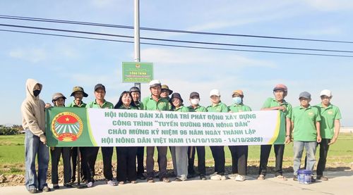 Hội Nông dân xã Hòa Trí ra mắt công trình “Tuyến đường hoa nông dân”.