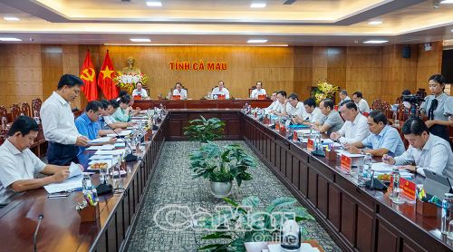 Các thành viên Ban Chỉ đạo đẩy nhanh tốc độ tăng trưởng GRDP của tỉnh tham dự cuộc họp.