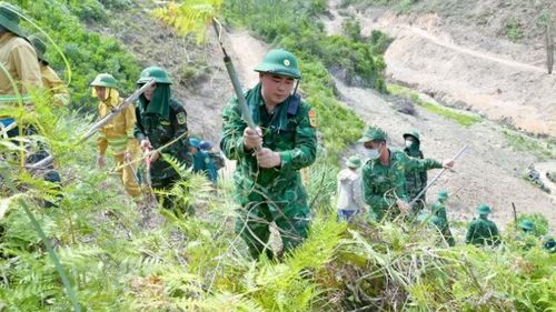 Lực lượng chữa cháy tạo đường băng trắng.