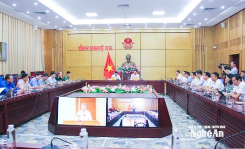 Điểm cầu hội nghị tại Nghệ An. Ảnh: Mai Hoa