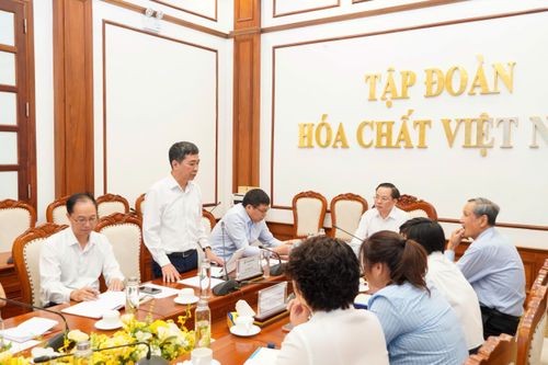 Ông Lê Hoàng Phó Tổng Giám đốc Tập đoàn Hóa chất Việt Nam phát biểu tại hội nghị. Ảnh: Vinachem