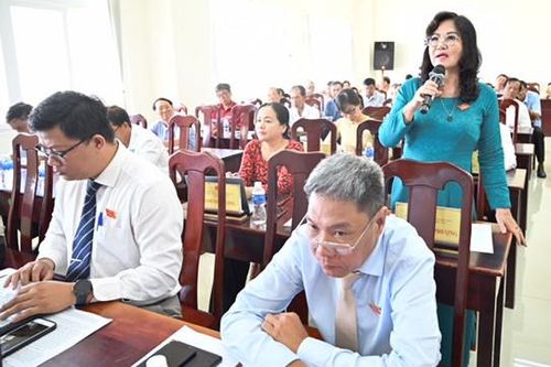 Đại biểu HĐND phường Lê Thị Bạch Phượng tham gia ý kiến.