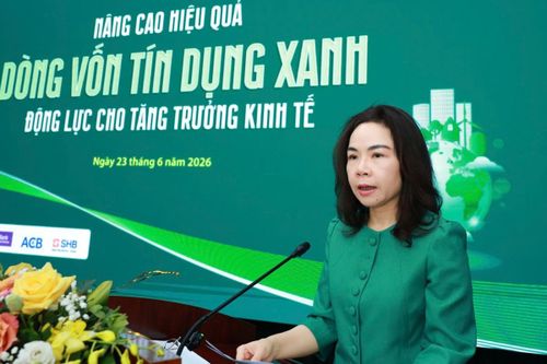 Bà Hà Thu Giang, Vụ trưởng Vụ Tín dụng (NHNN) phát biểu tại Hội thảo