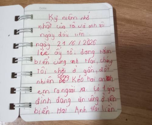 Cháu N.K.A viết về việc bị sóng cuốn và được anh Lê Đức Trung cứu hộ.