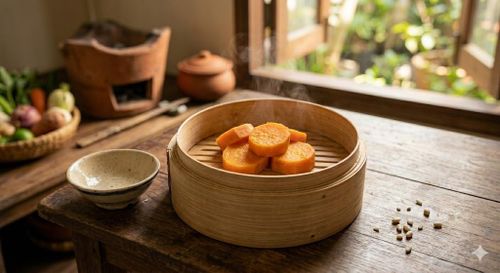 Khoai lang hấp.