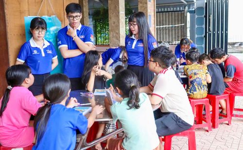  Đội hình “Gia sư áo xanh” hỗ trợ ôn tập kiến thức, rèn luyện kỹ năng cho con em thanh niên công nhân, người lao động đang sinh sống tại Khu lưu trú văn hóa thanh niên công nhân số 1, xã Đông Thạnh, TPHCM 