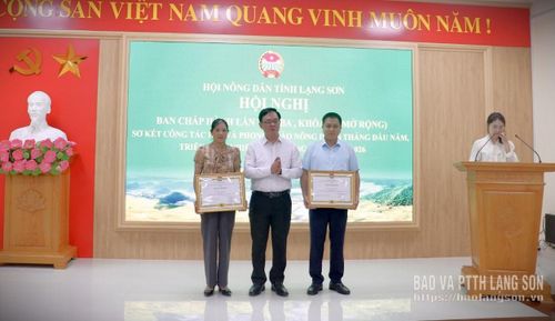 Thừa ủy quyền của Trung ương HND Việt Nam, lãnh đạo HND tỉnh trao Bằng khen của Ban Chấp hành Trung ương HND Việt Nam cho các tập thể vì đã có thành tích xuất sắc trong công tác hội và phong trào nông dân năm 2024 - 2025