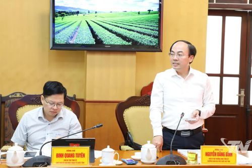  Đồng chí Nguyễn Đăng Bình, Phó Bí thư Thường trực Tỉnh ủy, Trưởng Đoàn ĐBQH tỉnh phát biểu. 