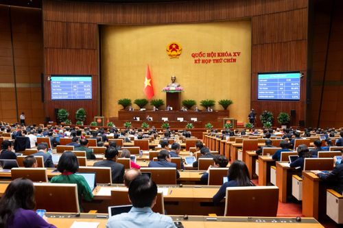 Quốc hội biểu quyết thông qua Luật Năng lượng nguyên tử (sửa đổi), ngày 27/6/2025. Ảnh: Phạm Thắng