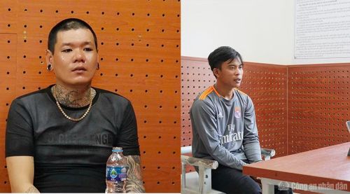 Đối tượng Nhân và Mạnh tại cơ quan điều tra.